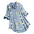 Women Daisy Print Blouse Top Casual Long Sleeve V-Neck Button Shirt YKDIANZI Sky Blue