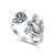 Frog Ring for Women S925 Sterling Silver Adjustable Wrap Open Toad Lotus Leaf Heart Rings