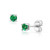 SolidSilver - Sterling Silver 3mm Round Solitaire Stud Earrings Made with Swarovski Crystal | Emerald