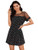 SweatyRocks Women's Casual Short Sleeve Round Neck Mesh Trim Mini Short Dress Polka Dot Black M