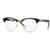 Fake Nerd Glasses Semi-Rimless Frame Horn Rimmed Clear Lens Eyewear -Black/Gold, 51-