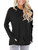 ONLYSHE Womens Long Sleeve T-Shirt Casual Tops and Blouse with Pockets Black S