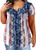 Womens Plus Size V Neck Henley Tank Tops Summer Sleeveless Buttons Up Pleated Flowy Casual Tunic Tops -5X, Short Sleeve-Flag-