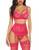 ADOME Women Sexy Lingerie Set with Garter Bra and Panty Set Lace Babydoll Bodysuit Pink