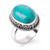 SUVANI Sterling Silver Reconstituted Turquoise Gemstone Cabochon Oval Rope Edge Band Ring Size 7