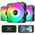 GIM KB-28 RGB Case Fans, 3 Pack 120mm Quiet Computer Cooling LED Fan for PC Case and CPU Cooler, Colorful Rainbow Speed Adjustable Cooler with Lighting Hub