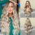 HANYUDIE Ombre Blonde Long Wavy Wig For Women Middle Part Wavy Wigs Synthetic Heat Resistant Party Wigs Natural looking -Ombre Blonde-