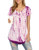 AMCLOS Womens Tops V Neck Soft T-Shirts Flowy Tunic Button up Casual Blouses Short Sleeve Summer-Tie-Dye-07, 2XL-