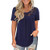 Womens Summer Tops,Women Casual T-Shirt O-Neck Shirts Lace Solid Tops Short Sleeve Blouse Shirts Navy
