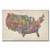 US Cities Text Map VI by Michael Tompsett, 22x32-Inch Canvas Wall Art
