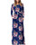 Kidsform Women's Long Sleeve Loose Plain Maxi Dress Floral Print Casual Tunic Dress with Pockets Flower Blue L