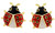 AFFY Jewelry Multi-Color Enamel Lady Bug Stud Earrings in 925 Sterling Silver