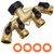 4 Way Heavy Duty Brass Garden Hose Splitter, Hose Connector 3/4", Hose Spigot Adapter with 4 Valves -4 Way Hose Adapter-