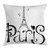 Ambesonne Paris Throw Pillow Cushion Cover, Illustration with Eiffel Tower France Heart Shapes Silhouette Vacation Theme Art, Decorative Square Accent Pillow Case, 24 X 24 Inches, Black White