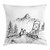 Ambesonne Alaskan Malamute Throw Pillow Cushion Cover, Mountain Landscape in Winter Sledding Dogs Pine Trees Wilderness Art, Decorative Square Accent Pillow Case, 24 X 24 Inches, Black and White