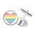 DIYthinker Rainbow Gay Lined Heart LGBT Round Button Cuff Clip Stud Cufflinks
