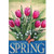 Welcome Spring Pink Tulips Leafy Greens 30 x 44 Rectangular Large House Flag