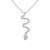 Hiqmic 925 Sterling Silver Fashion Snake shape Rhinestone Pendant Necklace White Gold Plated Jewelry Gifts for Women 16"-18"-WK99081