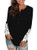 Women's Tops Long Sleeve Round Neck Shirts Button Lace Henley Tunic Black XL