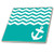 3dRose Turquoise and White Chevron with Nautical Anchor Sailor Zigzag Pattern Waves Teal Blue Green Ceramic Tile, 12"