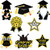 40 Pieces Graduation Paper Cut-Outs with 80 Glue Point Dots 2021 Graduation Party Supplies Congrats Grad Cap Stars Shaped DIY Cut-Outs for Bulletin Board Classroom Decorations