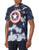 Marvel Men's Captain America Shield Costume T-Shirt- Navy Cloud Wash- X-Large