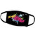3dRose Anne Marie Baugh - Flowers - Bright Pink Flowers On A Paint Splatter Black Background - Face Masks -fm-236125-2-