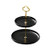 Small 2-Tier Ceramic Porcelain Cupcake Stand- Tiered Serving Stand- Dessert Stand-Fruit Candy Tower- Serving Tray Platter for Birthday/Tea/Wedding/Baby Shower/Buffet Server-Black 6 inch Plus 8 inch-