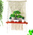 Macrame Wall Hanging Shelves Varnished Light Brown Plank Home Wall Decor Boho Wall Decor Plant Shelf Indoor- Decorative White Floating Shelf Woven Rope Bedroom Stand- Bathroom- Kitchen- Bookshelf