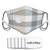 Plaid Check Tan Beige Grey Dustproof Face Mask Cloth Face Cover Washable Reusable Face Covers Activated Carbon Filter Dust Mask with A Valve with 6 Filter