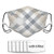 Plaid Check Beigetan Grey White Face Mask Cloth Face Cover Washable Reusable Face Covers Activated Carbon Filter Dust Mask with A Valve with 6 Filter