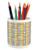 Lunarable Geometric Pencil Pen Holder- Grunge Style Horizontal and Vertical Stripes in Check Pattern- Ceramic Pencil Holder for Desk Office Accessory- 3.6" X 3.2"- Ceil Blue Yellow