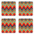 Ambesonne Tribal Coaster Set of 4- Hand Paint Zigzag Pattern with Effects Brushstrokes- Square Hardboard Gloss Coasters for Drinks- Marigold Sea Green Pink White