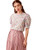 Romwe Women's Boho Floral Puff Short Sleeve Round Neck Blouse Tops Multicolor S