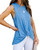 GOORY Women's Casual Sleeveless Tank Tops Summer Basic Round Neck Twist Knot T Shirt Tunic Top- Blue XXL