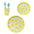 KESYOO 40pcs Disposable Party Tableware Lemon Pattern Paper Plate Cup Plastic Fork and Spoon Set for Home Picnic