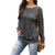 Women's Round Neck Long Sleeve Henley Shirts Button Down Tunic Pullover Top Darkgrey XL