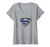 Womens Superman Blue  and  Orange Shield Grey V-Neck T-Shirt