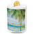 House Decor Ceramic Piggy Bank-Exotic Beach with The Pool Nature with Soft Light Sun Rays Fantastic Holiday Theme 3D Printed Ceramic Coin Bank Money Box for Kids  and  Adults-Green Blue