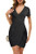 MSBASIC Black Cocktail Dress Deep V-Neck Short Sleeve Dresses for Women Black L