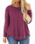 Women's Casual T Shirt Tops Long Sleeve Round Neck Pullover Side Split Loose Summer Tunic Blouse Red