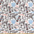 Lunarable Retro Fabric by The Yard, Barber Shop Accessories Monochrome Doodle Style Composition and Beard with Mustache, Decorative Fabric for Upholstery and Home Accents, 3 Yards, Multicolor