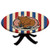 Elastic Edged Polyester Fitted Table Cover-Circus Bear on Bicycle Carnival Theme Cute Mascot with Hat on Striped Backdrop Decorative-Fits up to 36" Diameter Tables-The Ultimate Protection for Your Tab