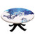 Elastic Edged Polyester Fitted Table Cover-Vivid Ocean Back with Paint Effects with Wind Rose and Rudder Cruise Image-Fits up to 36" Diameter Tables-The Ultimate Protection for Your Table-Blue White