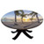 Elastic Edged Polyester Fitted Table Cover-Paradise Beach with Hammock and Coconut Palm Trees Horizon Coast Vacation Scenery-Fits up to 36" Diameter Tables-The Ultimate Protection for Your Table-Multi