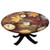 Elastic Edged Polyester Fitted Table Cover-Different Colored Dry Maple Leaves Various Alarm Clocks on Wooden Planks Print Decorative-Fits up to 36" Diameter Tables-The Ultimate Protection for Your Tab