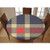 Elastic Polyester Fitted Table Cover-Vintage Plaid Tartan Pattern Design Retro Display Checks Cross Lines Decorative Dinner Fitted Table Cloth- Fits Tables up to 36 Diameter-Dark Blue Coral Cream