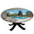 Elastic Edged Polyester Fitted Table Cover-House Swimming Pool View from The Veranda Summer Day Scenery Terrace Decorative-Fits up 40"-44" Diameter Tables-The Ultimate Protection for Your Table-