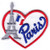 "PARIS" HEART- FRANCE - EIFFEL TOWER - FRENCH/Iron On Embroidered Patch