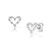 SolidSilver - Sterling Silver Stud Earrings with Open Heart Crystal Clear CZ